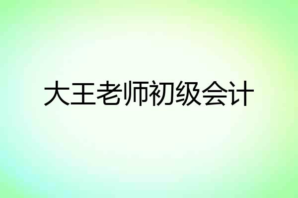 大王老师初级会计