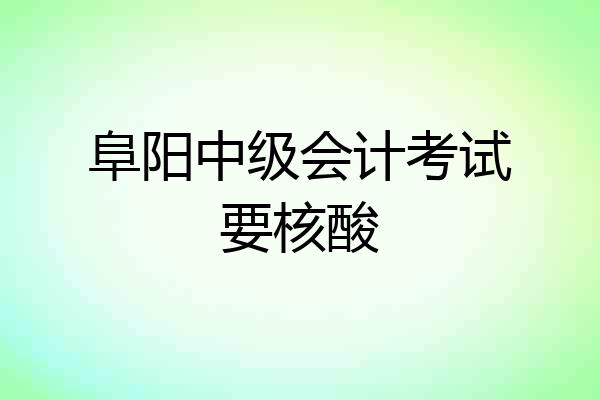 阜阳中级会计考试要核酸