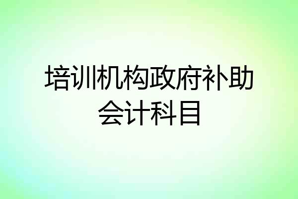 培训机构政府补助会计科目