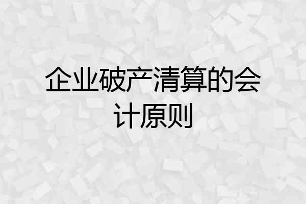 企业破产清算的会计原则