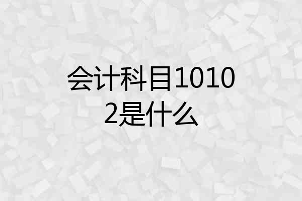 会计科目10102是什么