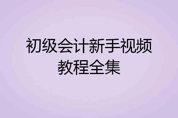 初级会计新手视频教程全集
