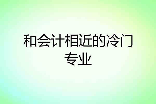 和会计相近的冷门专业