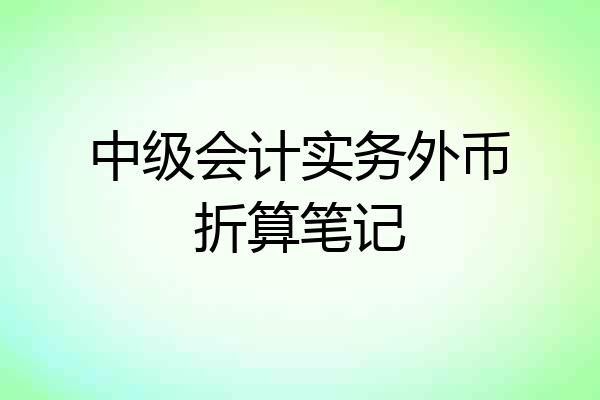 中级会计实务外币折算笔记