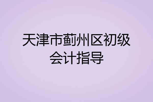 天津市蓟州区初级会计指导
