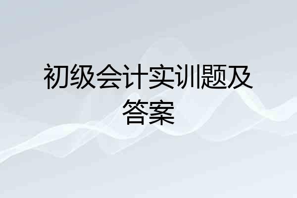 初级会计实训题及答案