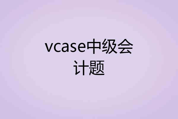 vcase中级会计题