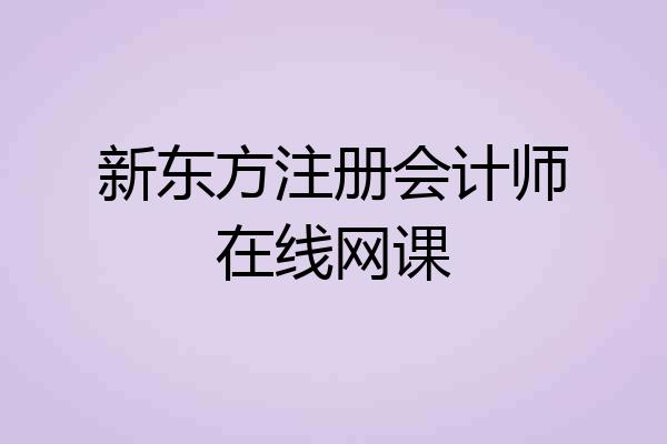 新东方注册会计师在线网课