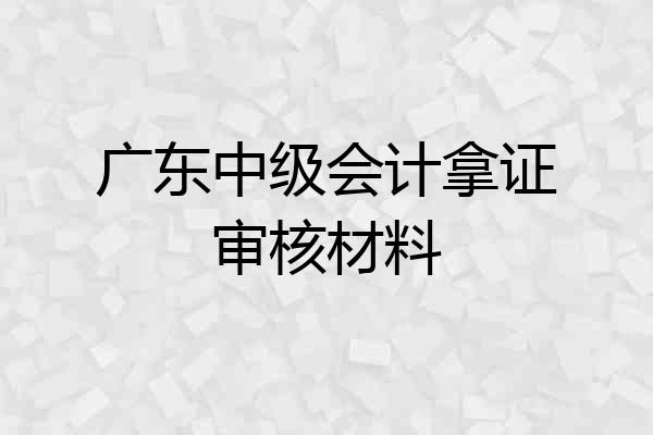 广东中级会计拿证审核材料