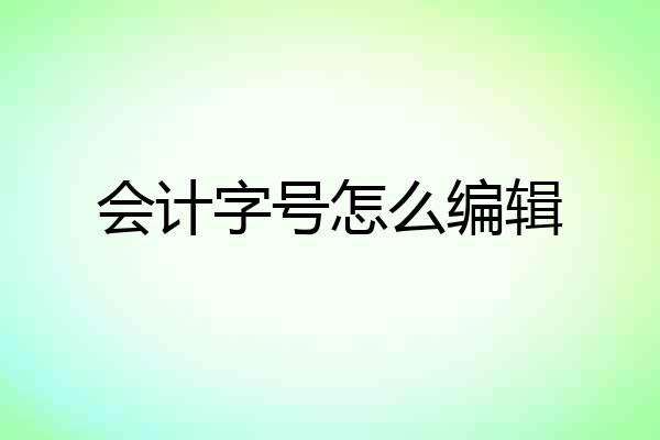 会计字号怎么编辑