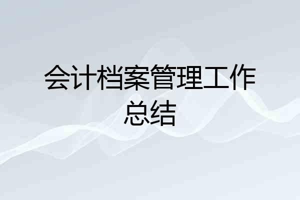 会计档案管理工作总结