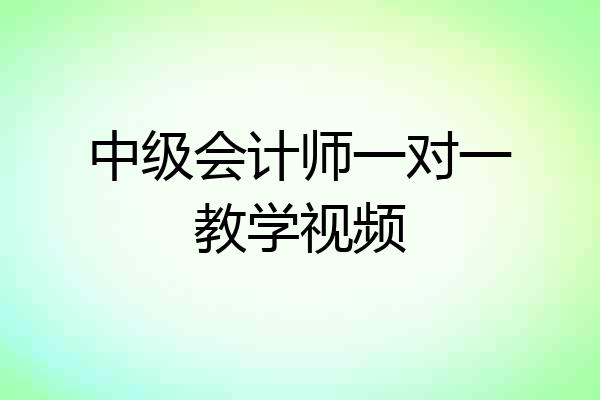 中级会计师一对一教学视频