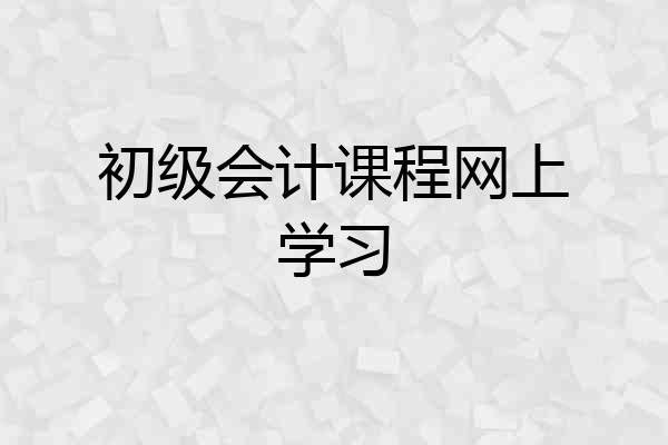 初级会计课程网上学习