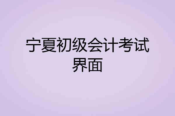 宁夏初级会计考试界面
