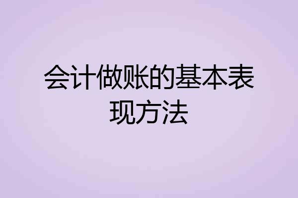 会计做账的基本表现方法