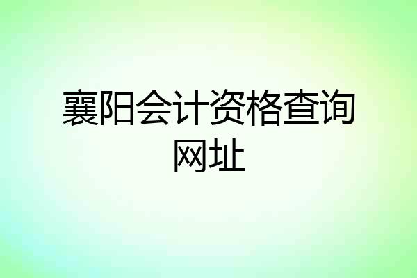 襄阳会计资格查询网址