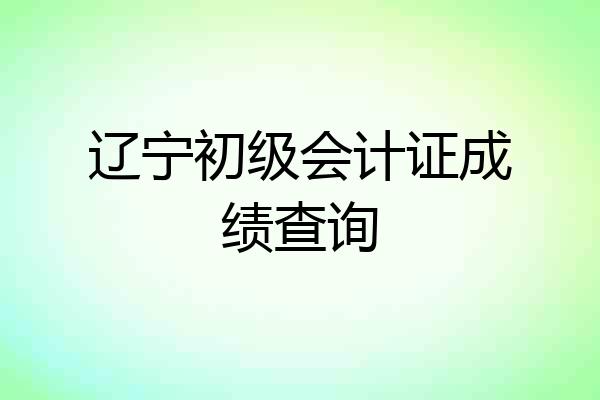 辽宁初级会计证成绩查询