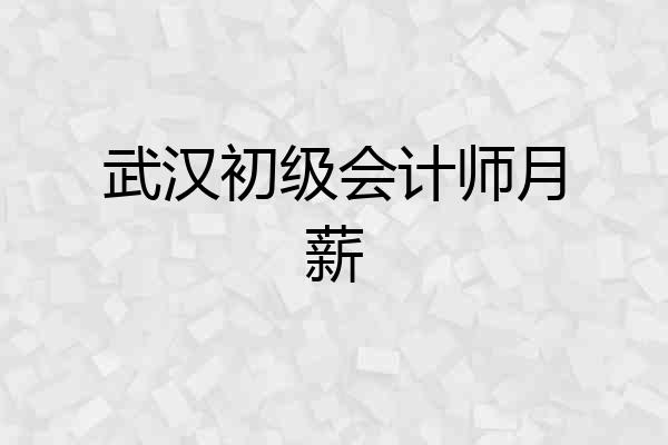 武汉初级会计师月薪