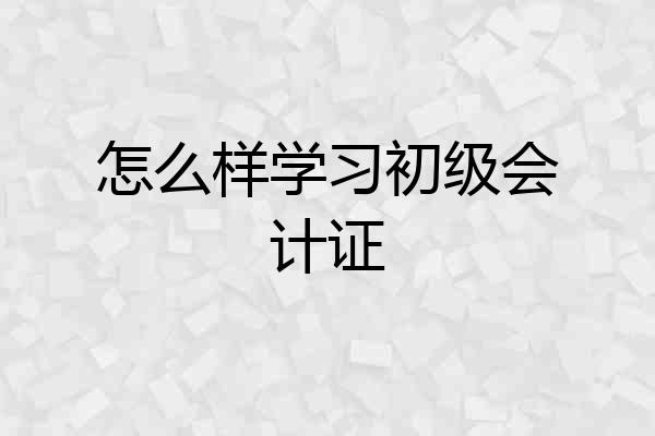 怎么样学习初级会计证