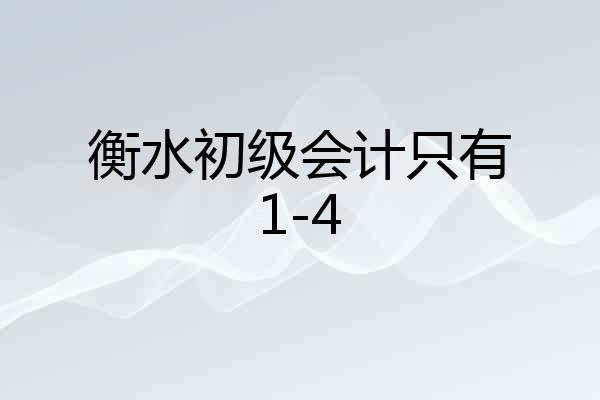 衡水初级会计只有1-4