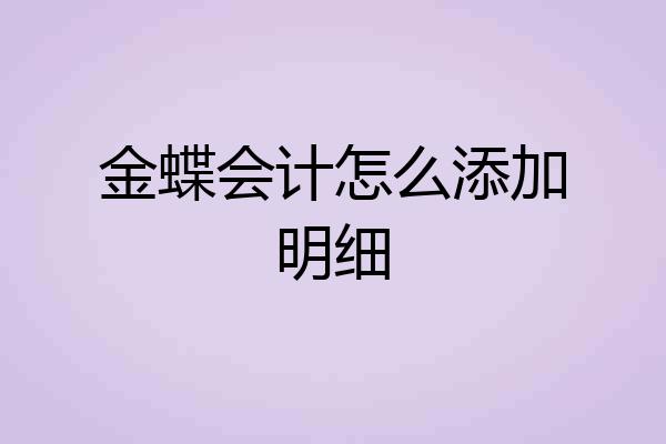 金蝶会计怎么添加明细
