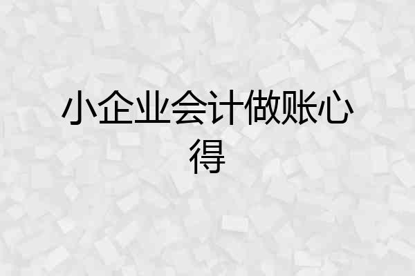 小企业会计做账心得