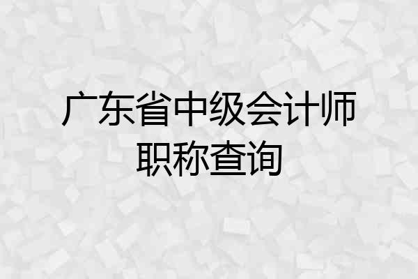 广东省中级会计师职称查询