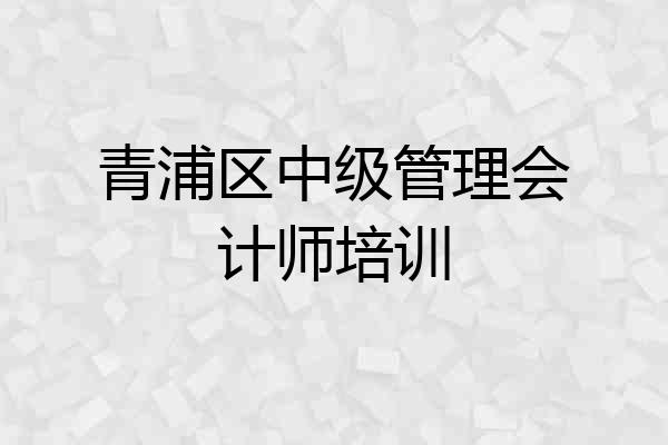 青浦区中级管理会计师培训