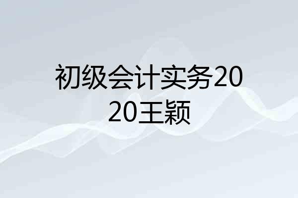 初级会计实务2020王颖