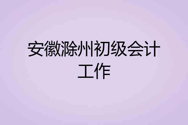 安徽滁州初级会计工作