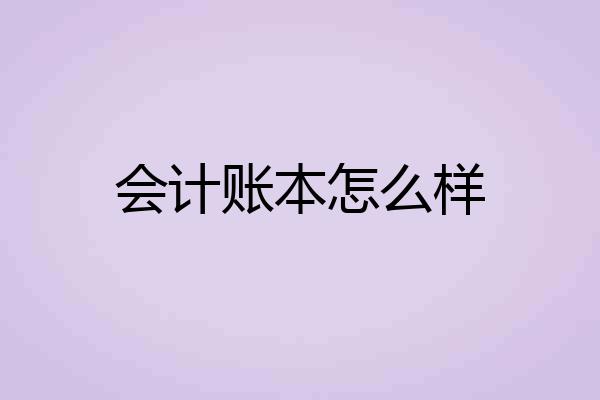会计账本怎么样