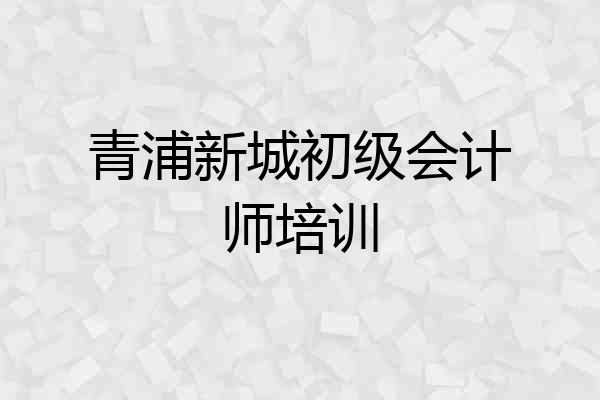 青浦新城初级会计师培训