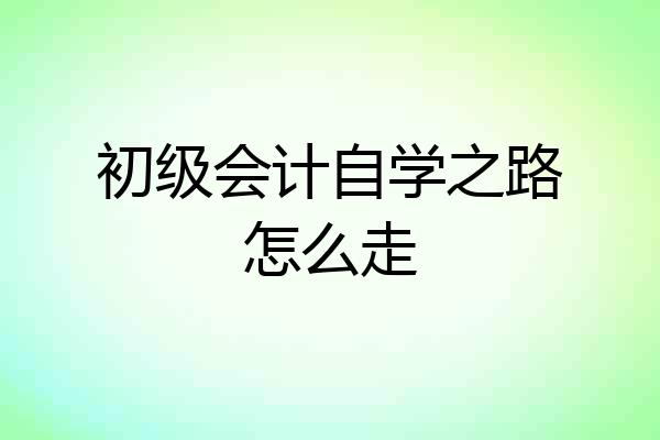 初级会计自学之路怎么走