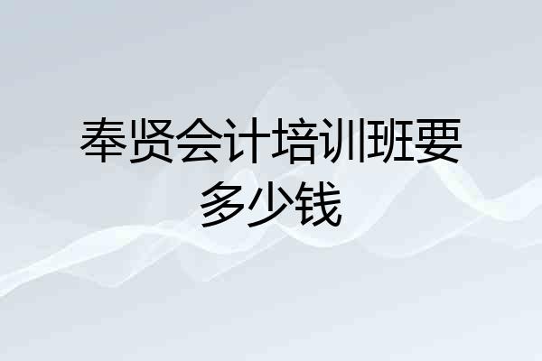 奉贤会计培训班要多少钱