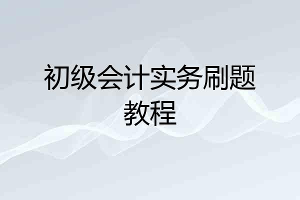 初级会计实务刷题教程