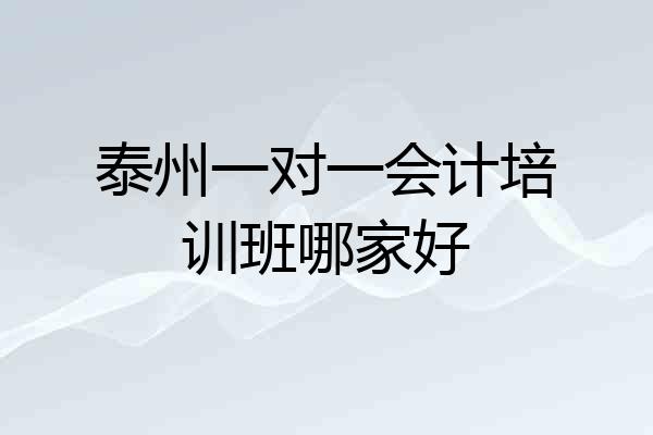 泰州一对一会计培训班哪家好