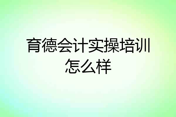 育德会计实操培训怎么样
