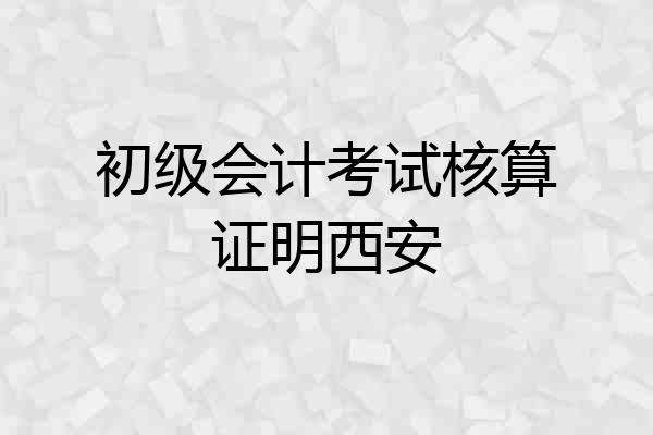 初级会计考试核算证明西安