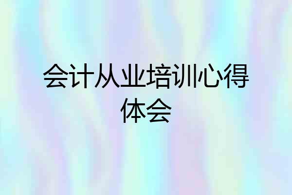 会计从业培训心得体会