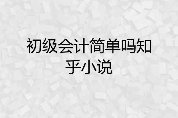 初级会计简单吗知乎小说