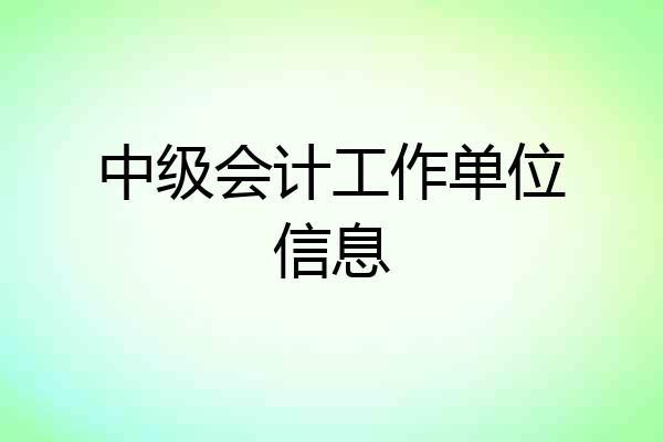 中级会计工作单位信息