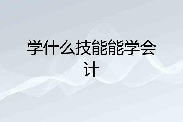 学什么技能能学会计