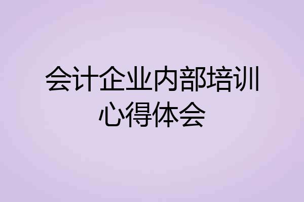 会计企业内部培训心得体会