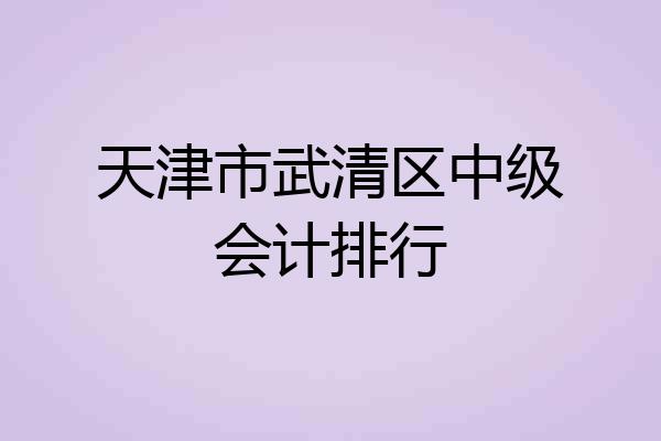 天津市武清区中级会计排行