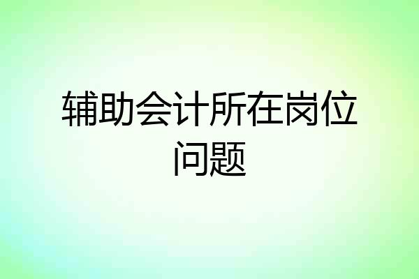辅助会计所在岗位问题