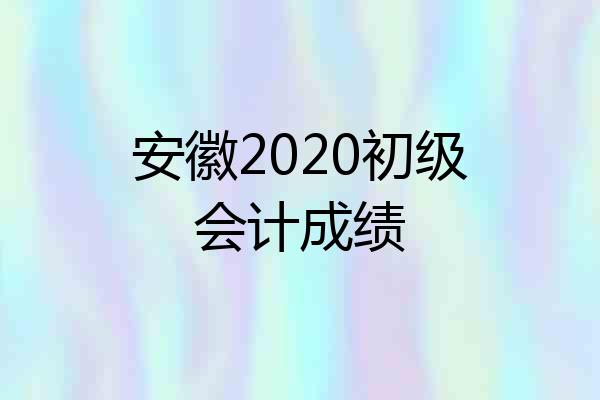 安徽2020初级会计成绩