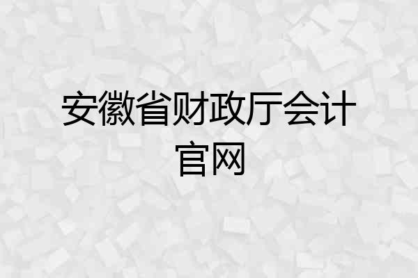 安徽省财政厅会计官网