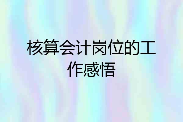 核算会计岗位的工作感悟