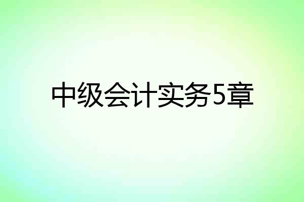 中级会计实务5章