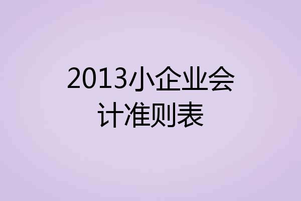 2013小企业会计准则表